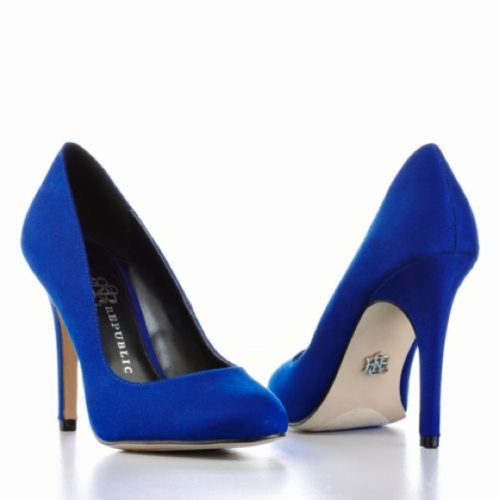 Blue suede heels